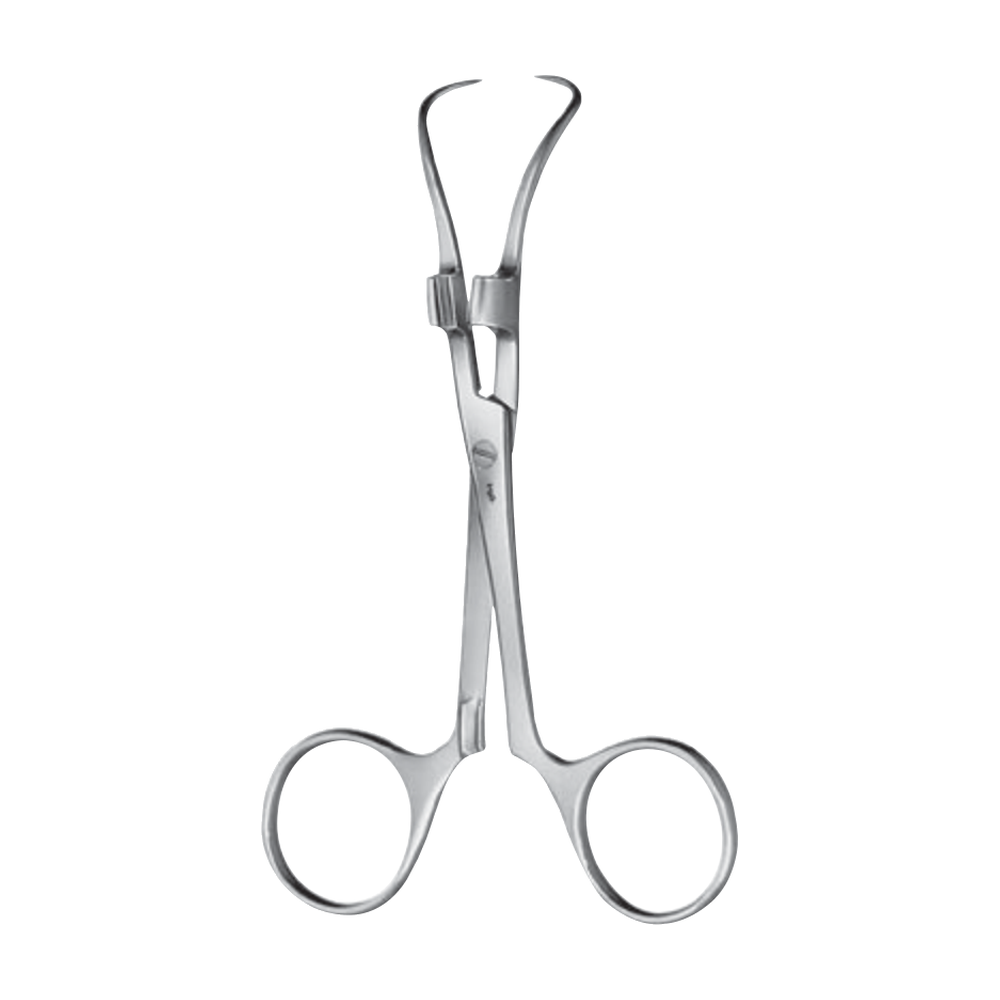 Robin Towel Clamp – Curved / 1 x 1 prong sharp / 135 mm · 4″ (BF439R)