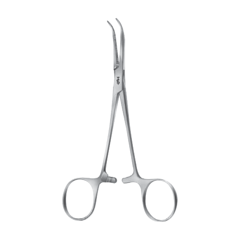 Dandy Hemostatic Forceps – Curved / serrated / 140 mm · 2″