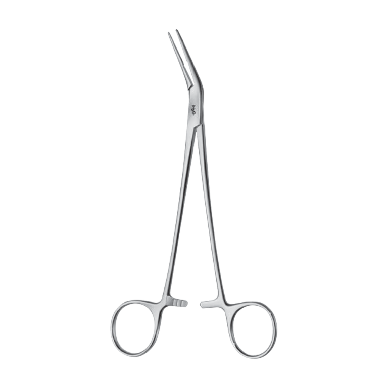 Fickling Hemostatic Forceps – Angled / serrated / 180 mm · 7″