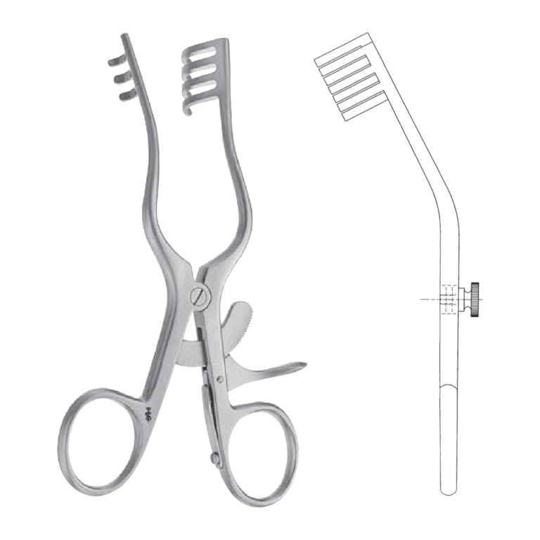 Jefferson Self-Retaining Retractor, curved, blunt, 140 mm