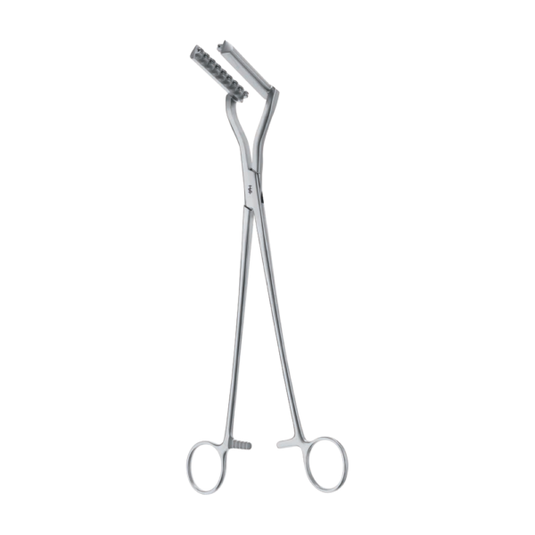 Anastomosis Clamp – Angled / toothed / 280 mm · 55 mm · 11″