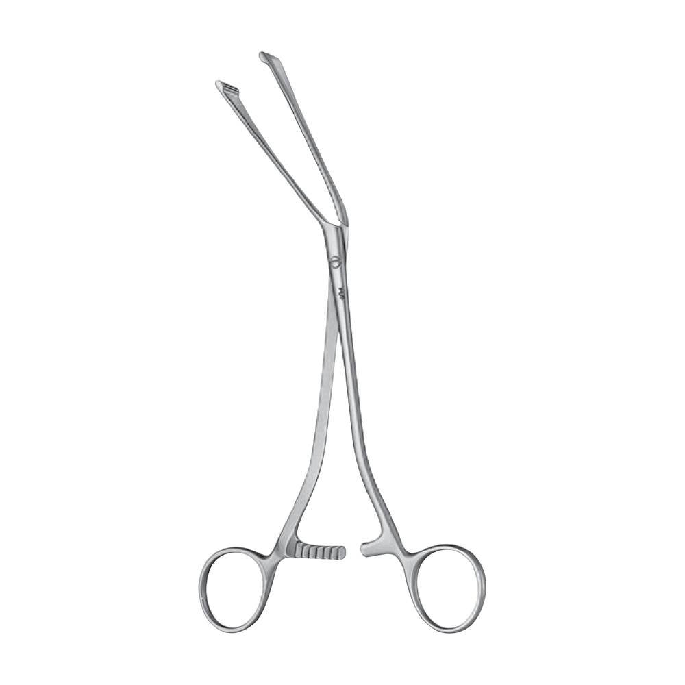 ET268R Green-Armytage Uterine Clamp Forceps – Angled / serrated / 200 mm · 8″