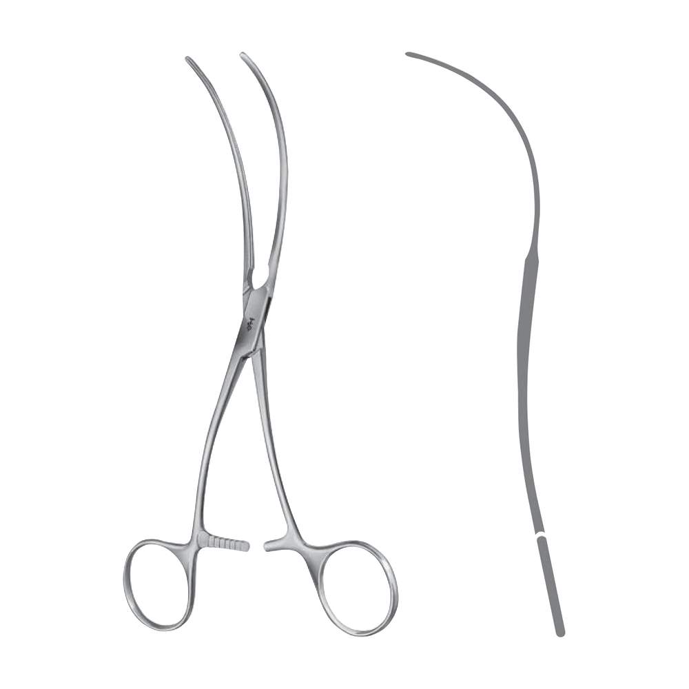 FB464R De Bakey Vascular Clamp – Curved / ATRAUMATA® toothing DE BAKEY / 190 mm · 63 mm · 2″