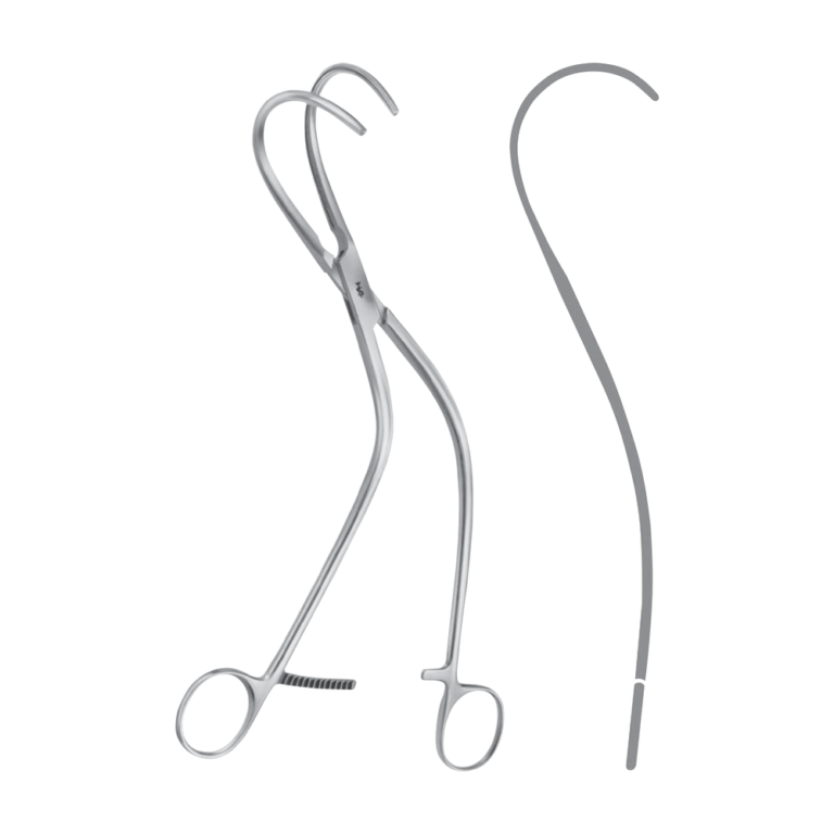 Weber Vascular Clamp – Curved / ATRAUMATA® curved to left toothing DE BAKEY / 260 mm · 60 mm · 4″