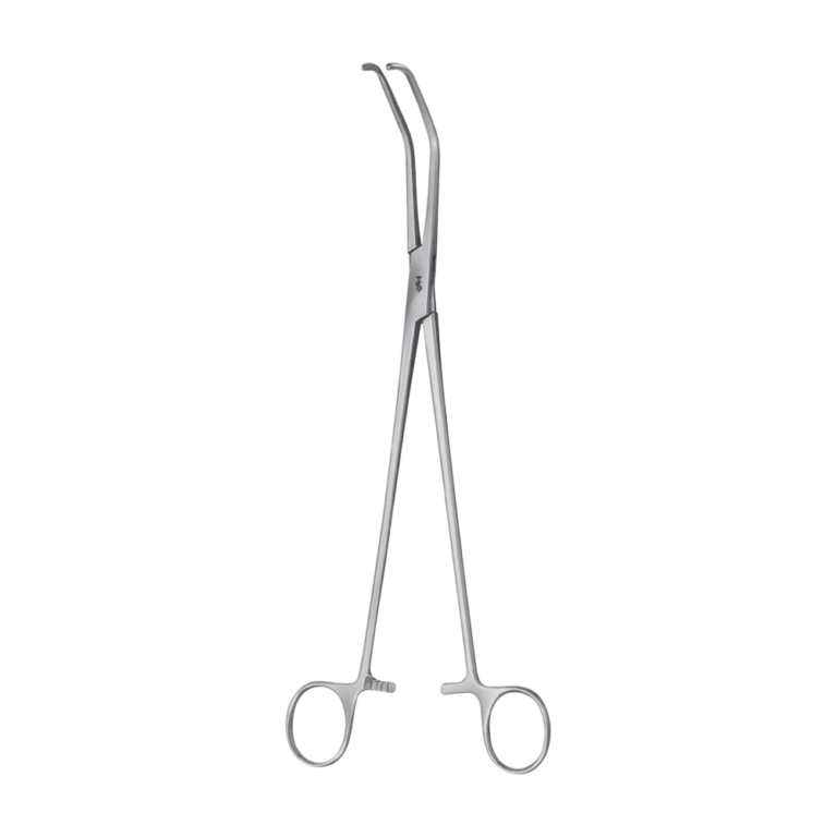 Satinsky Vascular Clamp – Angled / serrated (cross) 38.0 ° / 265 mm · 2″