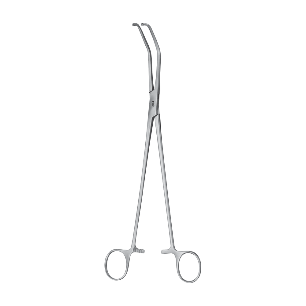FB602R Satinsky Vascular Clamp – Angled / serrated (cross) 38.0 ° / 265 mm · 2″