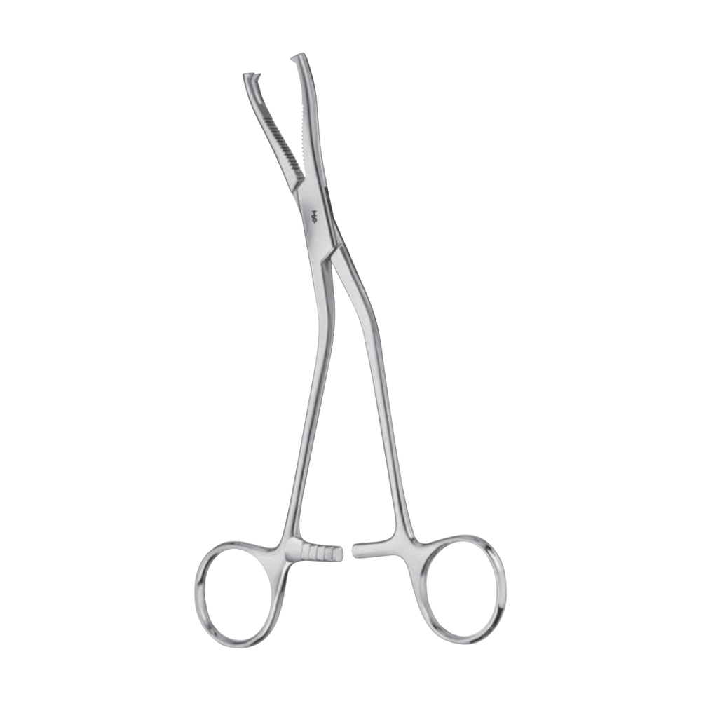 FO111R Dingmann (Modif.) Bone Holding Forceps – Curved / curved to side 2 x 2 teeth / 185 mm · 4″ (FO111R)