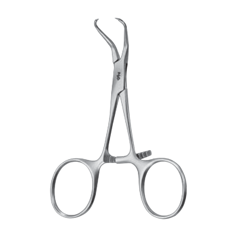 Reposition Forceps – Curved / 1 x 1 teeth / 95 mm · 4″