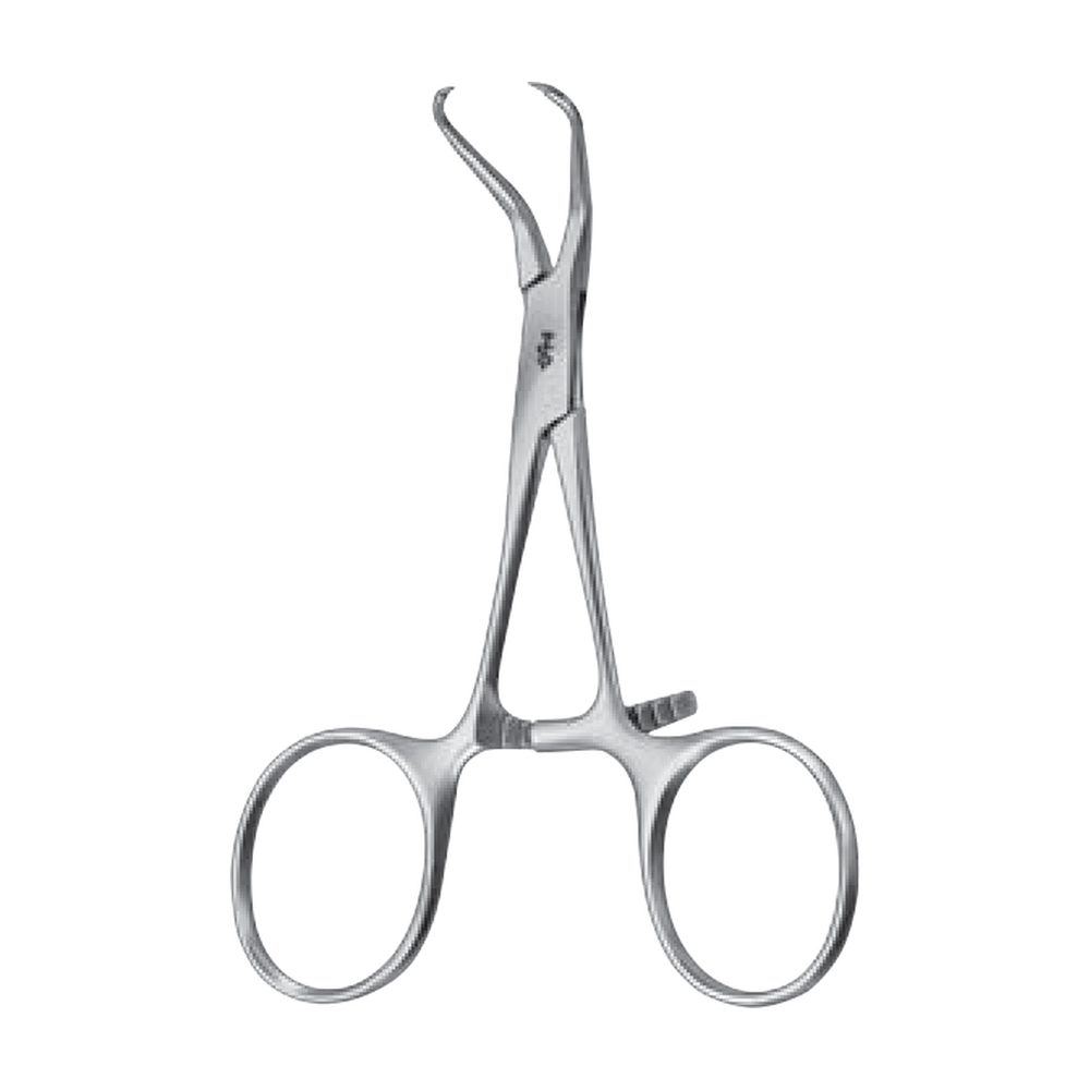 FO113R Reposition Forceps – Curved / 1 x 1 teeth / 95 mm · 4″