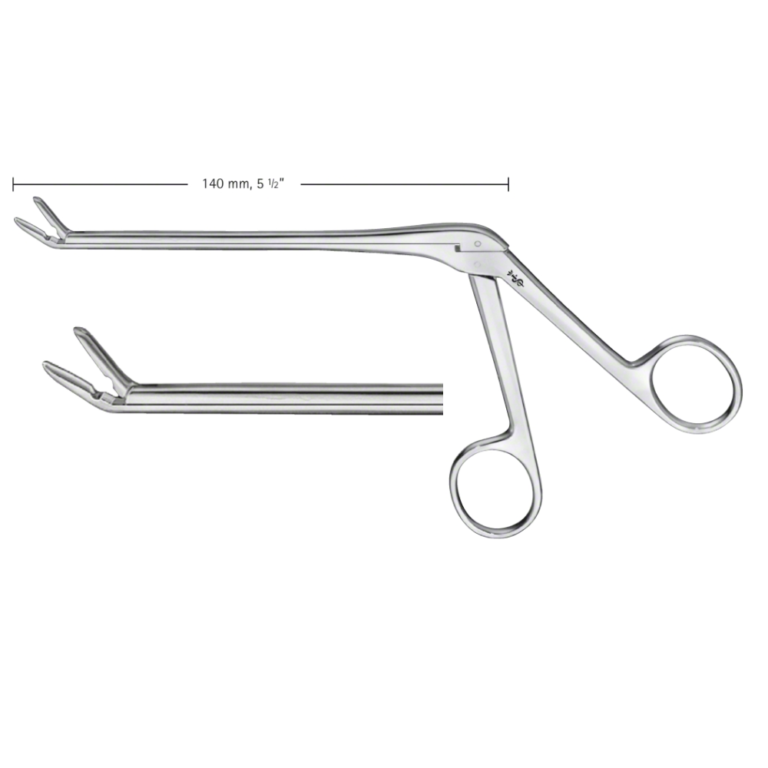 CUSHING Rongeur, angled upwards, 150 °, 140 mm (5 1/2"), smooth, blade length: 14 mm, jaw width: 4 mm