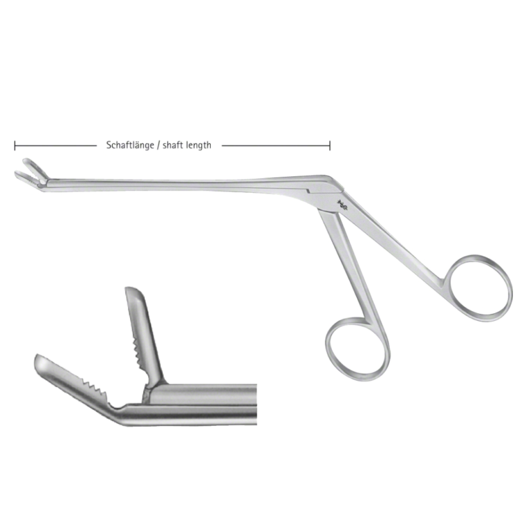 CASPAR Rongeur, angled upwards, 150 °, 140 mm (5 1/2"), serrated, blade length: 12 mm, jaw width: 3 mm