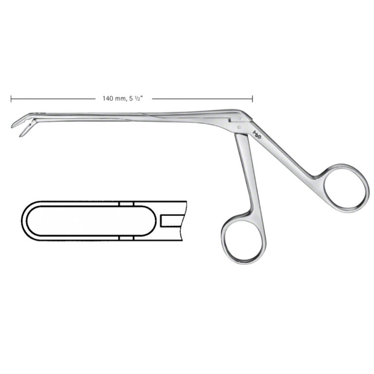 CUSHING Rongeur, angled downwards, 150 °, 140 mm (5 1/2"), smooth, blade length: 14 mm, jaw width: 3 mm
