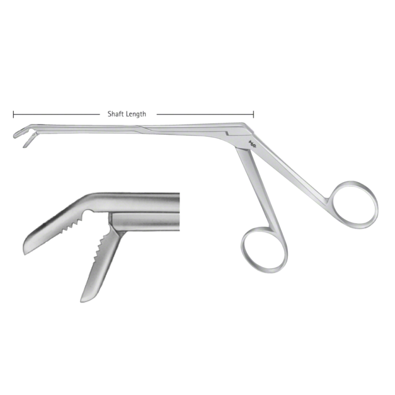 CASPAR Rongeur, angled downwards, 150 °, 140 mm (5 1/2"), serrated, blade length: 12 mm, jaw width: 3 mm