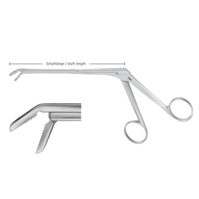 CASPAR Rongeur, angled downwards, 150 °, 160 mm (6 1/4"), serrated, blade length: 14 mm, jaw width: 4 mm