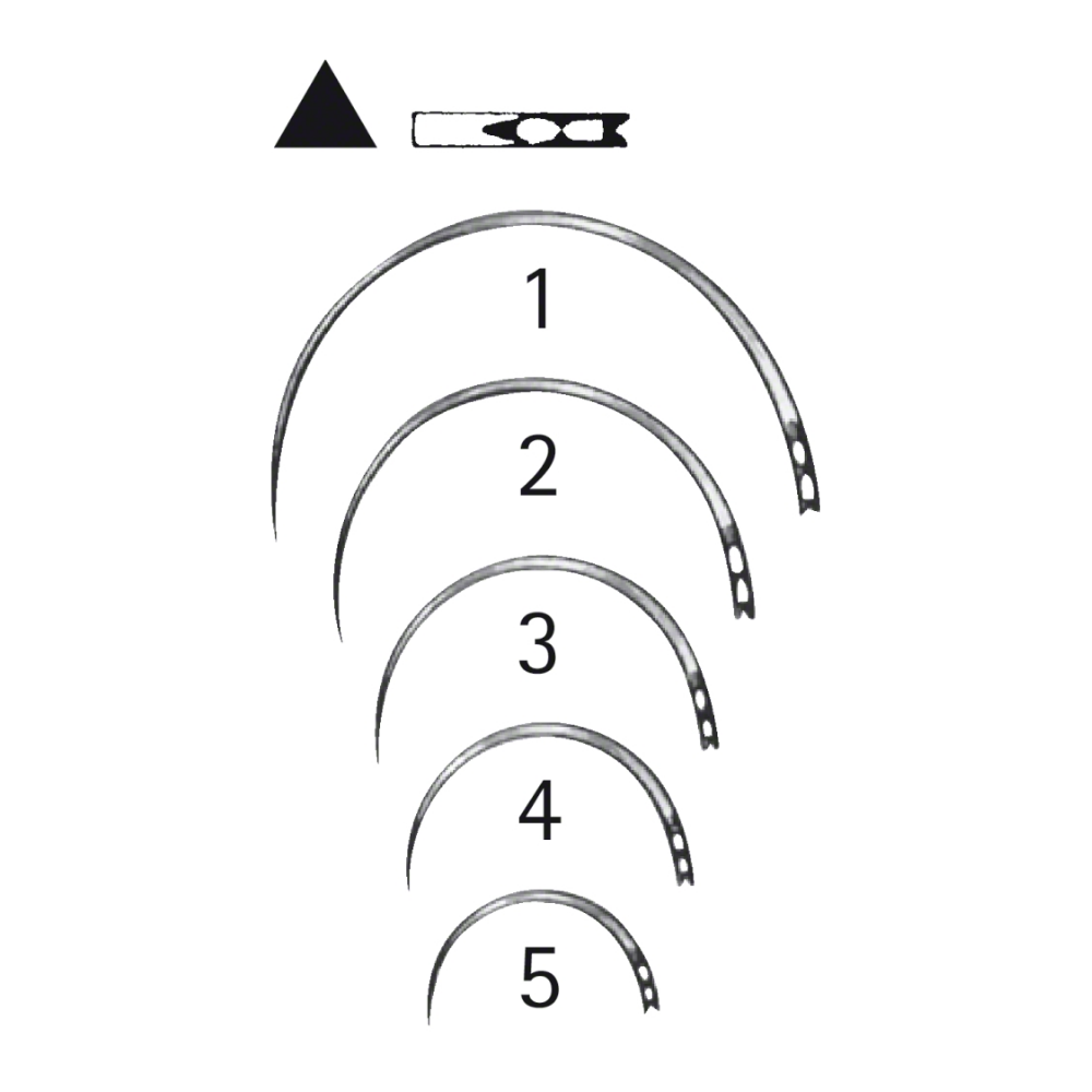 RHG-00175 Surgical Needle (Eye Needle), triangular body, curved, 12 mm (3/8″), Ø 0.60 mm