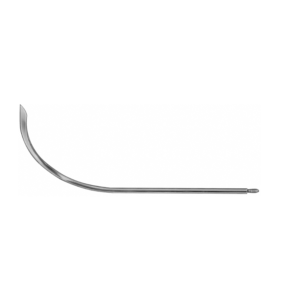 Redon Spike (Guiding Needle), strongly curved, 190 mm (7 1/2″), Ø Charr. 10, knife tip, threaded