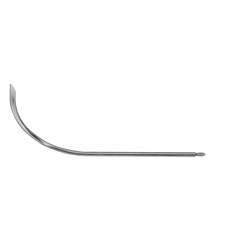 Redon Spike (Guiding Needle), strongly curved, 190 mm (7 1/2″), Ø Charr. 12, knife tip, threaded