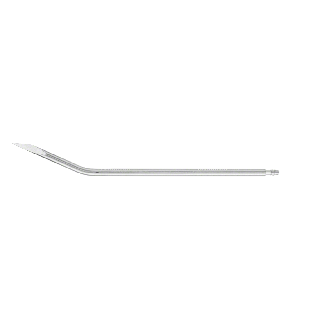 Redon Spike (Guiding Needle), slightly curved, 190 mm (7 1/2″), Ø Charr. 16, knife tip, threaded