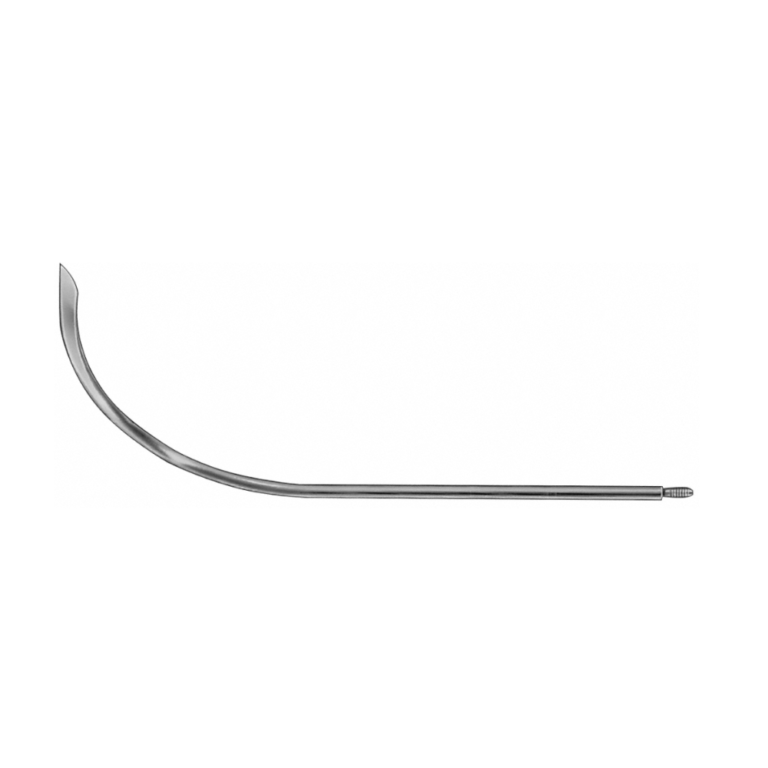 Redon Spike (Guiding Needle), strongly curved, 190 mm (7 1/2″), Ø Charr. 14, knife tip, threaded