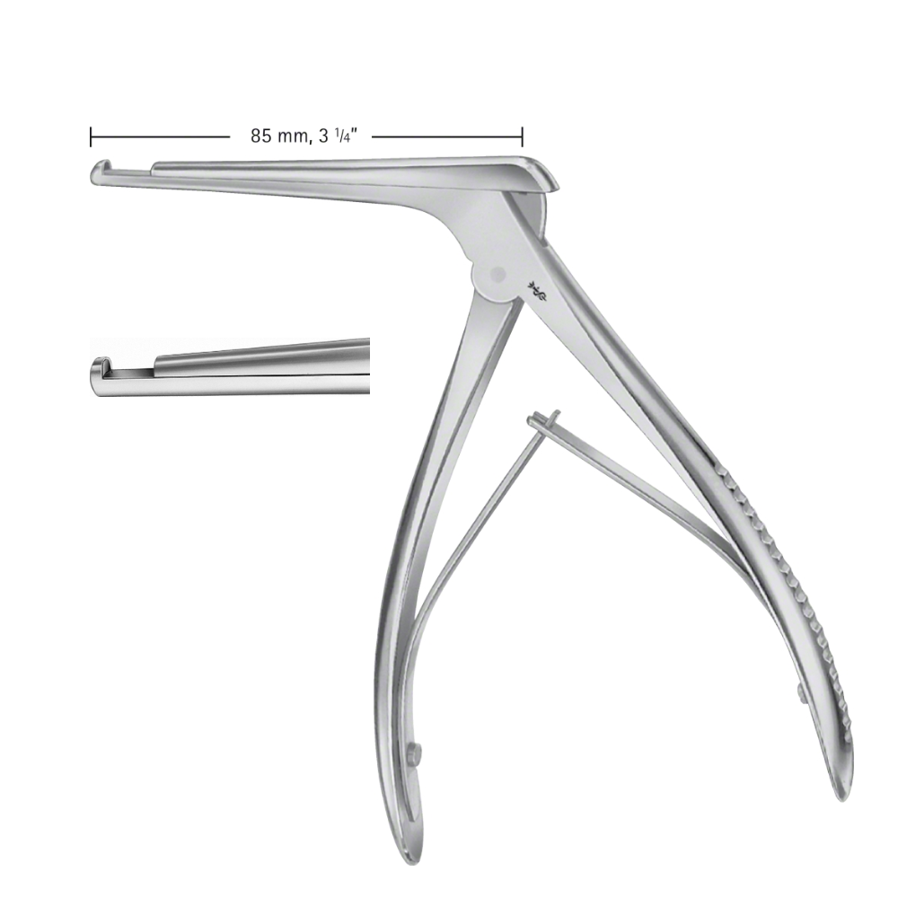 RHG-00337 KERRISON Bone Punch, straight, 90 °, upwards cutting, 85 mm (7 3/4″), width: 4 mm, open. width: 12 mm