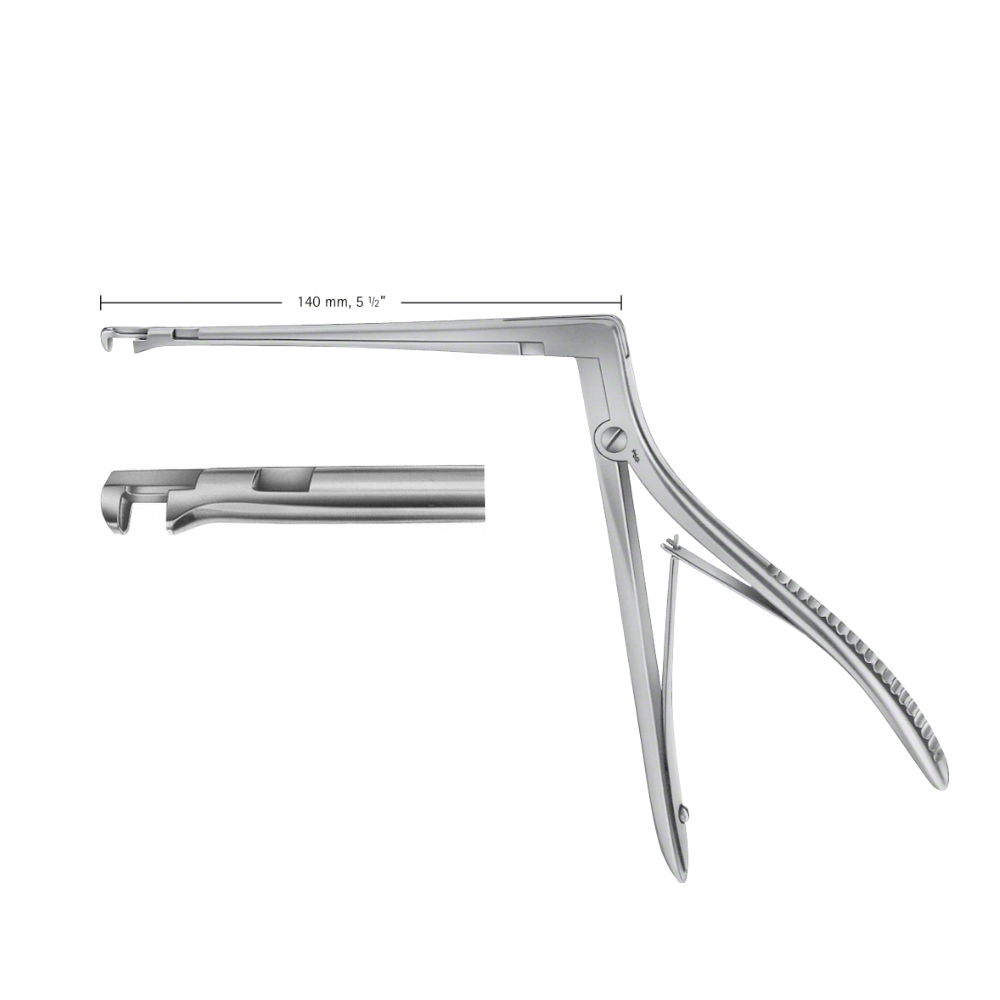 RHG-00344 HAJEK-KOFLER Bone Punch, straight, 90 °, downwards cutting, 140 mm (5 1/2″), width: 3.300 mm, open. width: 6.5 mm