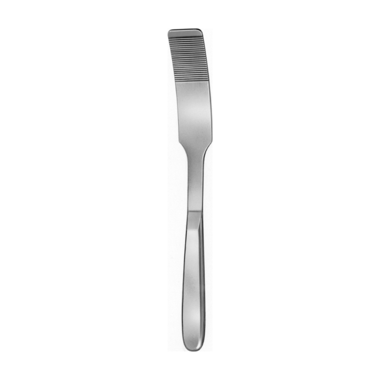 KADER Abdominal/Intestinal Spatula, curved, 270 mm (10 5/8″), serrated, jaw width: 30 mm