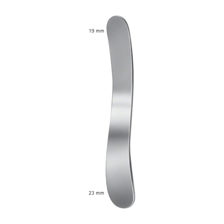 Tongue Depressor, curved, 140 mm (5 1/2″), double ended, jaw width: 19 mm/23 mm