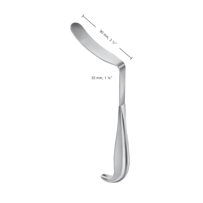 LEGUEU Bladder Spatula, angled, 260 mm (10 1/4″), jaw depth: 90 mm, jaw width: 35 mm