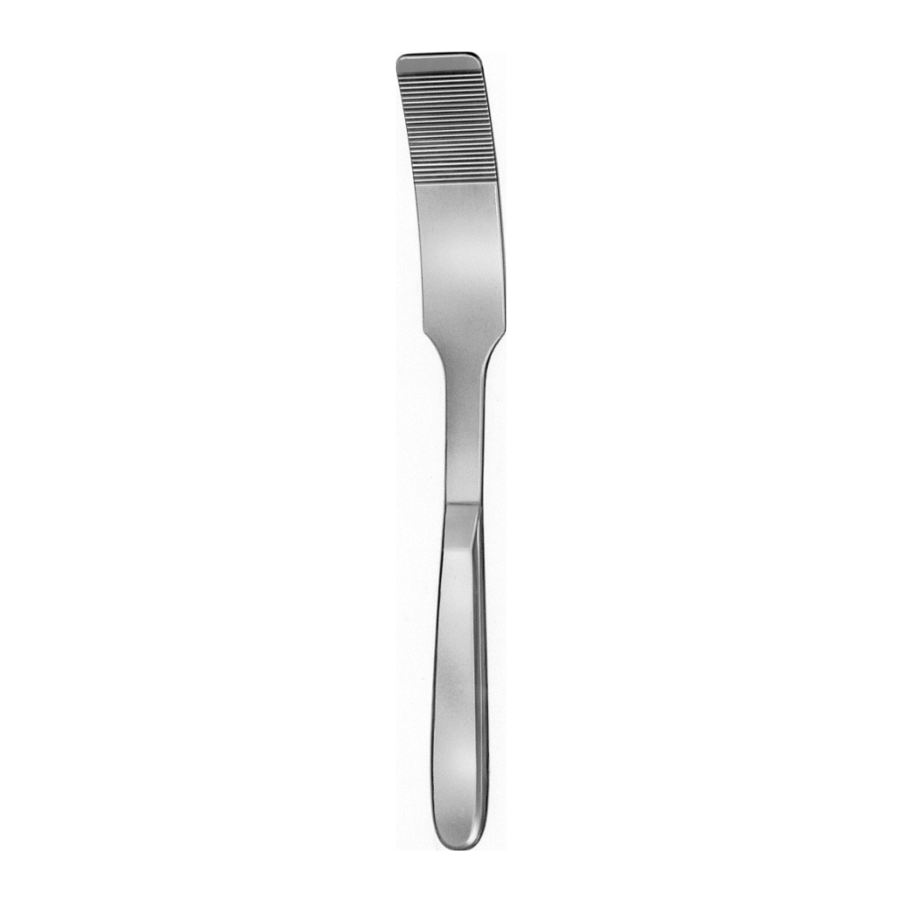 KADER Abdominal/Intestinal Spatula, curved, 270 mm (10 5/8″), serrated, jaw width: 40 mm