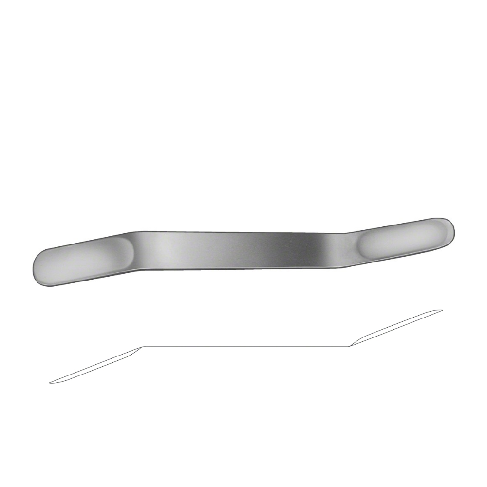 OLIVECRONA Brain Spatula, 180 mm (7″), flat, flexible, double ended, jaw width: 11 mm/13 mm